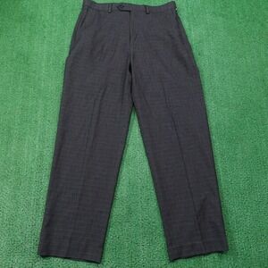 Roundtree & Yorke Pants Mens 33x30 Gray Dress Pants Classic Plaid